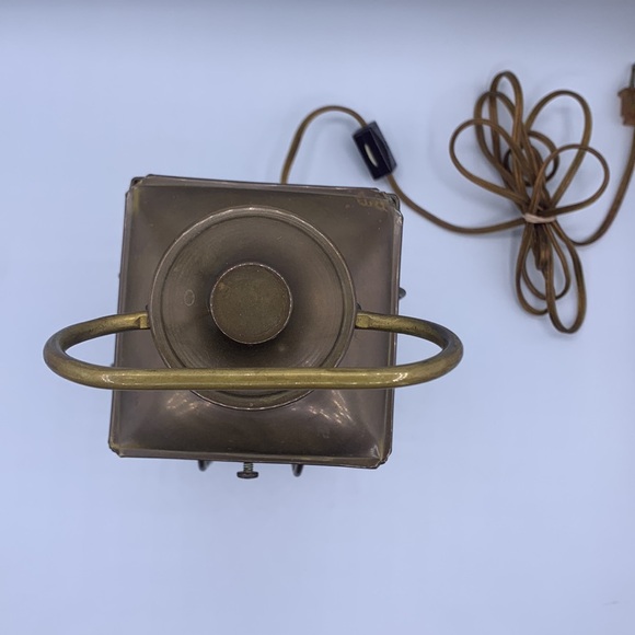 Vintage Electric Brass Glass Panel Nautical Maritime Hanging Lantern TESTED - Picture 6 of 8